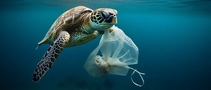 プラスチックごみとウミガメ