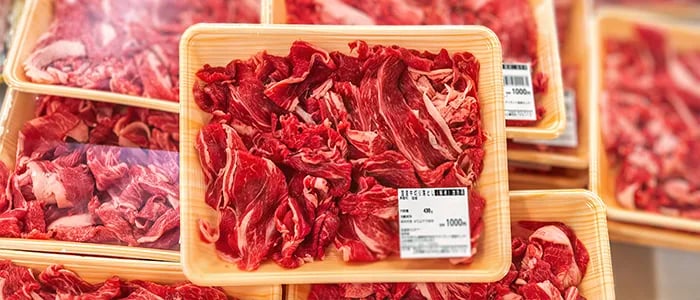 肉の情報を表示したラベル