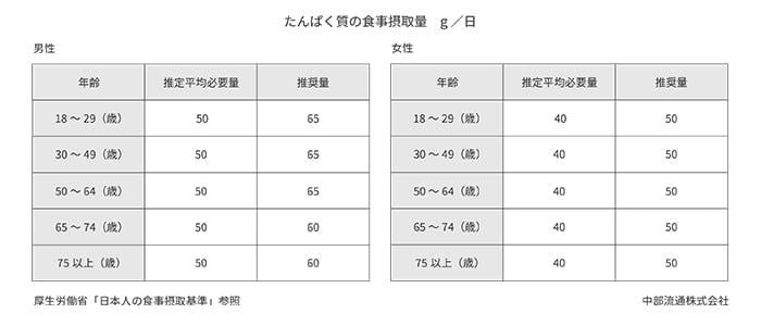 タンパク質の食事摂取量目安