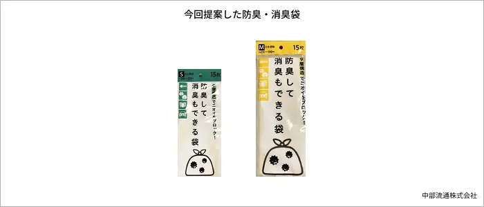 今回提案した防臭・消臭袋 今回提案した防臭・消臭袋
